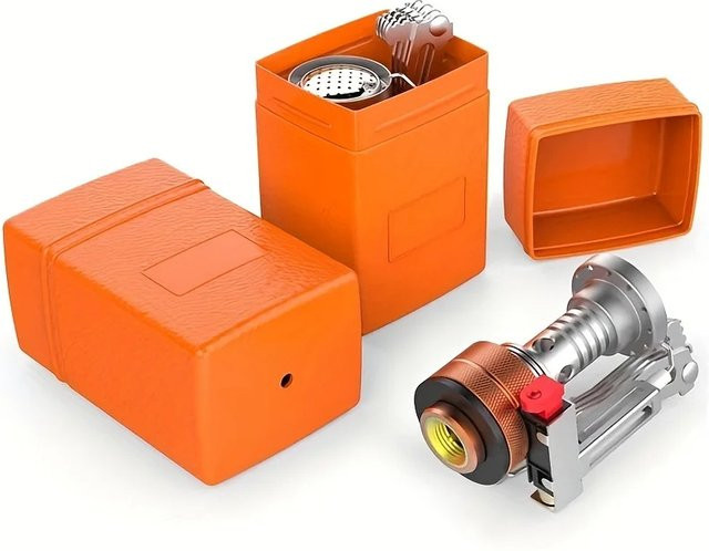 LISM Tragbarer Outdoor-Campingkocher mit Piezo-Zündung in Orange und Silber - Bild 1