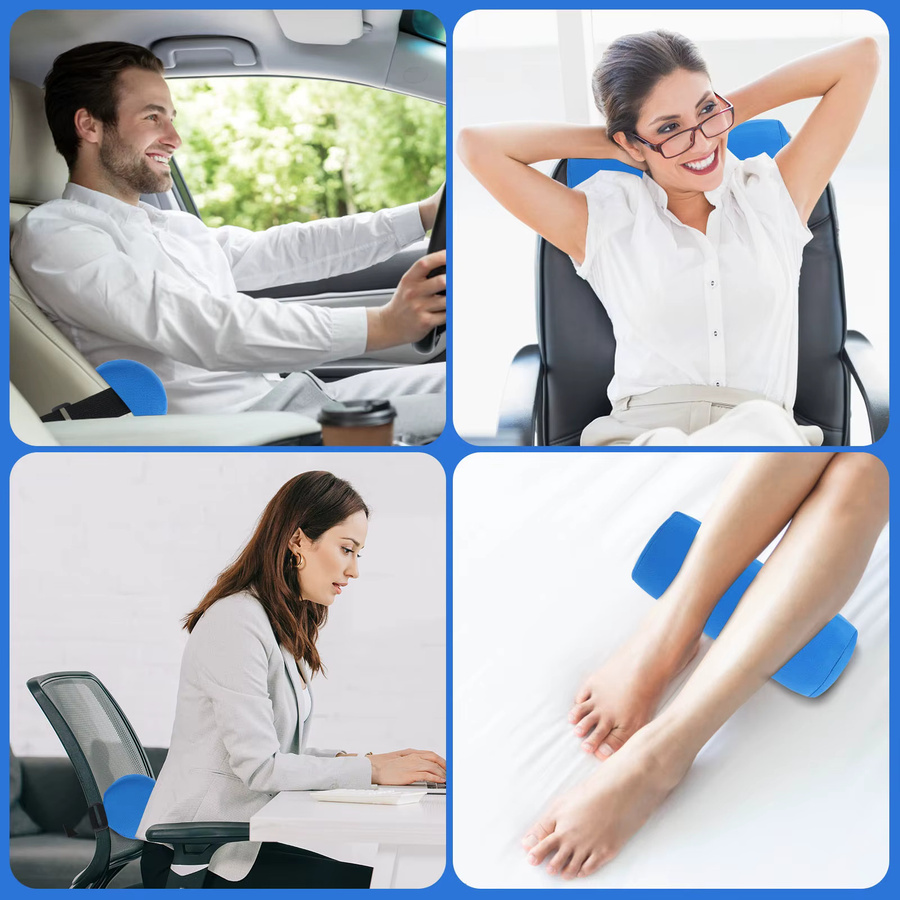 Willstar Lordosenstützrolle aus Memory Foam als ergonomisches Zylinderrollenkissen mit Gummiband für den unteren Rücken, Schwarz oder Blau - Bild 6
