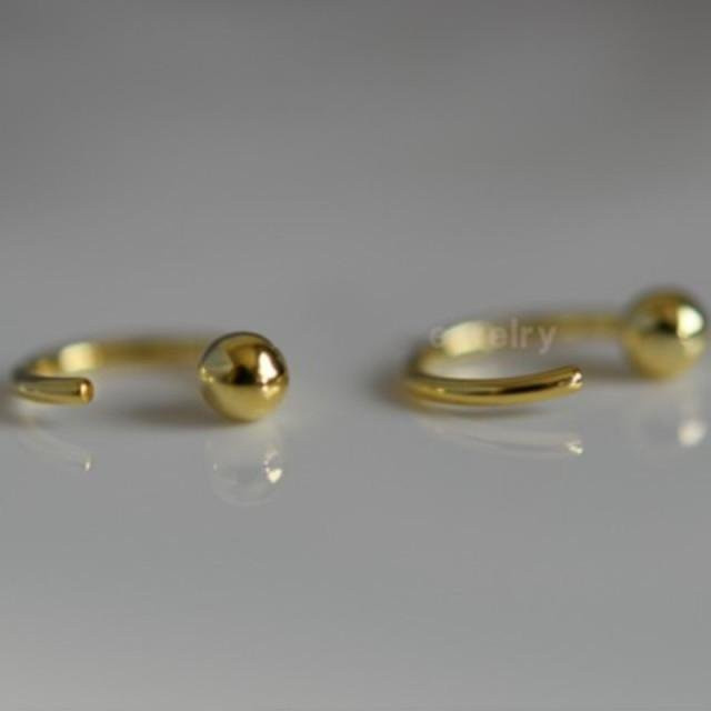 Creolen Kugel-Huggie-Einfädler, Sterlingsilber oder 14k Gold, Damen - Bild 1