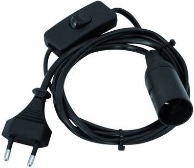 Eurolite Lampenfassung E14 mit Eurostecker und Wippschalter, Schwarz - Bild 1