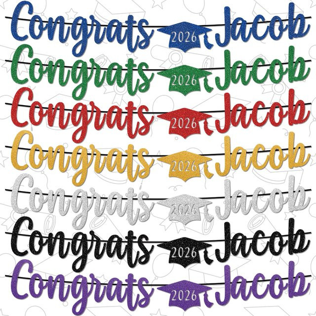 Cyuan Glitzer Wimpelbanner Congrats Grad 2026 Partygirlande zur Dekoration deiner Schulabschlussfeier - Bild 1
