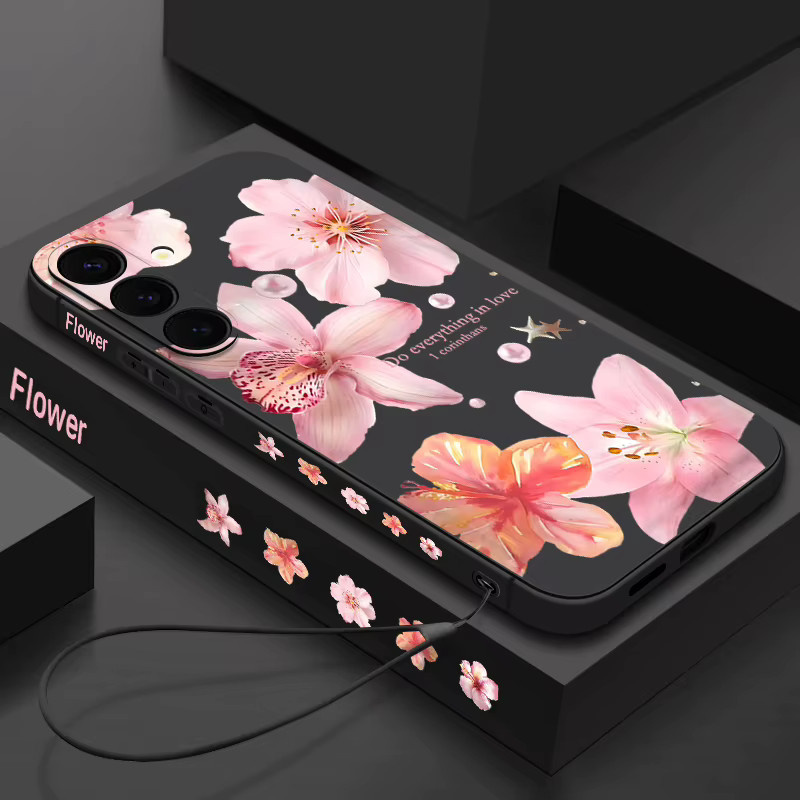 Magnetische Handyhülle mit rosa Blumenmuster für Samsung Galaxy S25 S24 S23 S22 Ultra Plus S21 FE, TPU Cover mit MagSafe Wireless Charging Kompatibilität - Bild 1