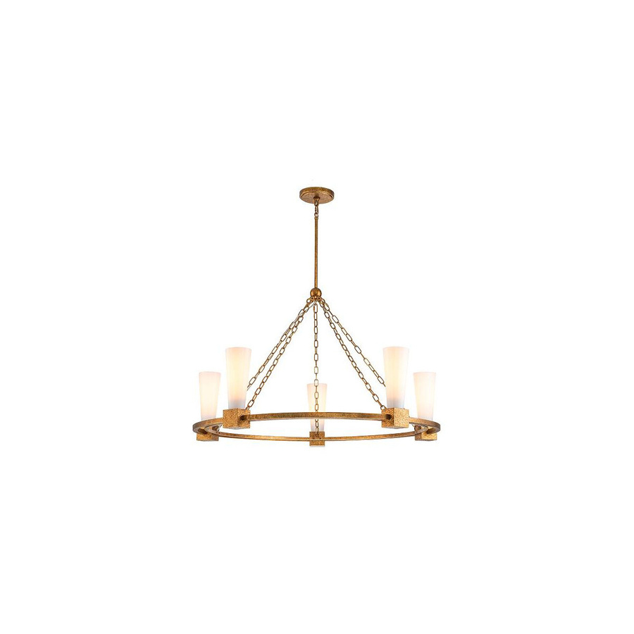 Elstead Lighting Kristy Kronleuchter in Gold/Messing mit weißem Glasschirm KRISTY5-DG-OPAL - Bild 1