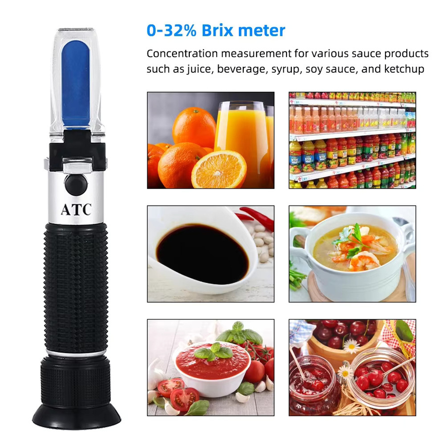 JUANJUAN Handrefraktometer zur Messung der Zuckerkonzentration von 0 bis 32% Brix mit ATC für Früchte, Saft und Trauben - Bild 2