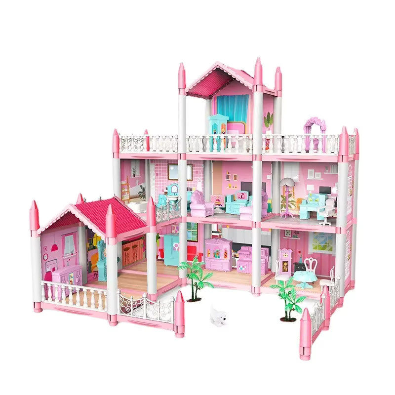 CONUSEA 3D DIY Puppenhaus Set Prinzessin Schloss in Rosa/Pink für Mädchen - Bild 3