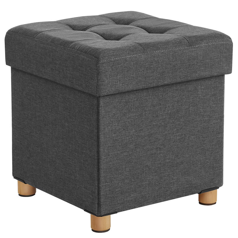 SONGMICS Sitzhocker als viereckige Sitztruhe und Fußhocker in Grau mit Holzfüßen und abnehmbarem Deckel, B/T/H: 38 x 40 x 38 cm - Bild 7
