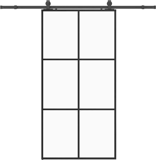 vidaXL Schiebetür aus ESG-Glas in Schwarz mit Beschlag, B/H: 102 x 205 cm - Bild 1
