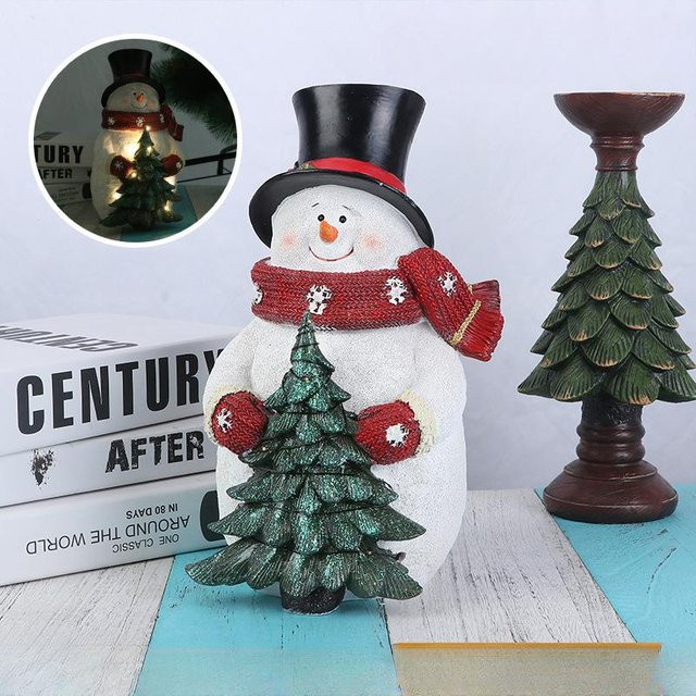 Leuchtende Schneemannpuppe als Weihnachtsdekoration und Nachtlicht von Yiran Furniture in Grau und Weiß - Bild 1
