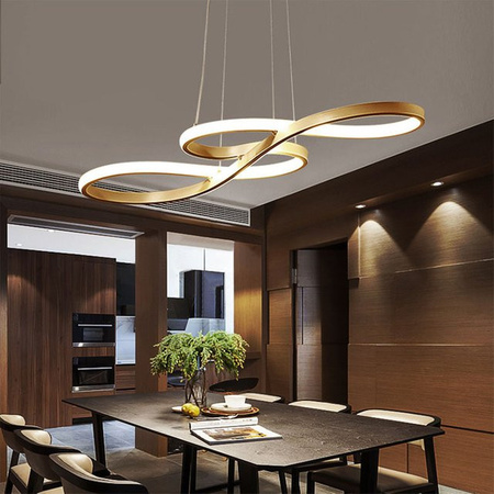 Moderne LED Pendelleuchte von ludengchaoshi für Küche und Esszimmer mit Fernbedienung und dimmbarer Lichtfunktion in linearer Ausführung aus Metall