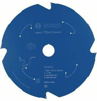 Bosch Expert for Fibre Cement Kreissägeblatt für Akkusägen, Durchmesser: 160 mm, Bohrung: 20 mm, 4 Zähne - Bild 1