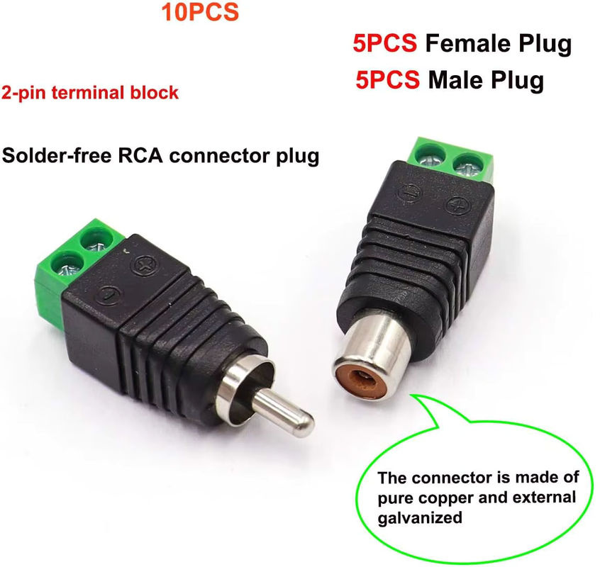 FRHY RCA-Adapter Set in Schwarz mit 5 Phono-Steckern und 5 Buchsen auf AV-Schraubklemmen - Bild 6