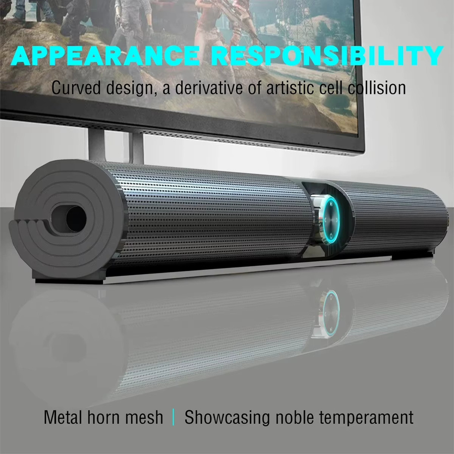 BlitzMax BS-55 Soundbar mit 100 W Bluetooth 5.3, Drahtlose Computerlautsprecher mit RGB-Licht und Shocking Bass Surround Sound in Schwarz - Bild 3