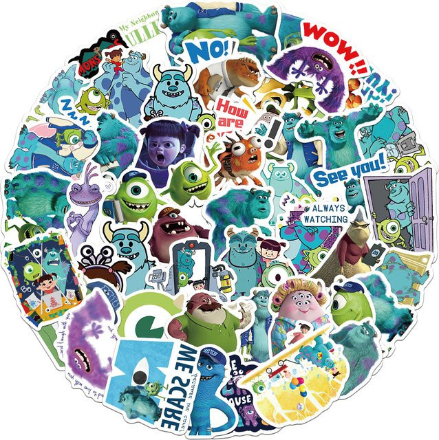 50 Stück Disney Monsters Inc. Aufkleber Set in Multicolor für Notizbücher, Telefone und Dekorationen - Bild 1