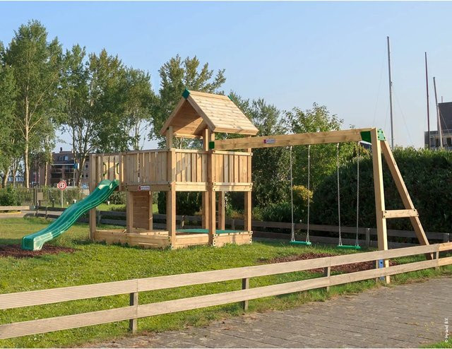 Hy-Land Spielgerät P5S mit Rutsche und Doppelschaukelanbau aus Douglasie - Bild 1