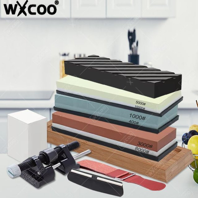 WXCOO Profi Messer Schärfset mit Winkel Guide und Schleifstein Kit in Multicolour - Bild 1