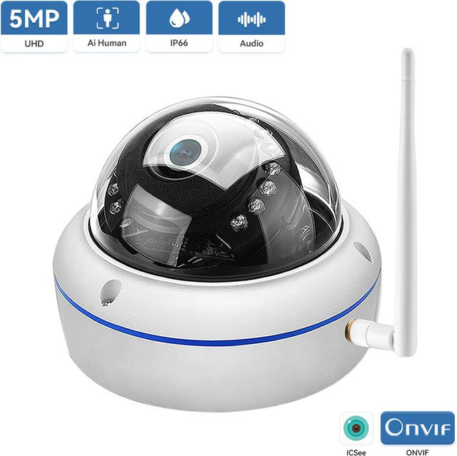 HAMROLTE WLAN Außenkamera mit 5MP HD Auflösung, IP65 wasserdicht und vandalensicher, kabellose IP-Kamera in Weiß mit Audioaufnahme und iCSee Unterstützung - Bild 1