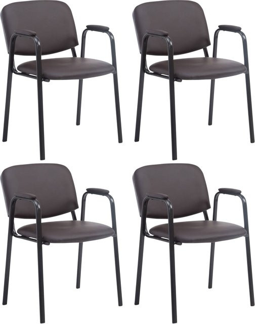 CLP Ken Pro Stapelstuhl 4er Set mit Armlehnen, gepolsterte Konferenzstühle aus Kunstleder und Metall in Schwarz, belastbar bis 150 kg - Bild 1