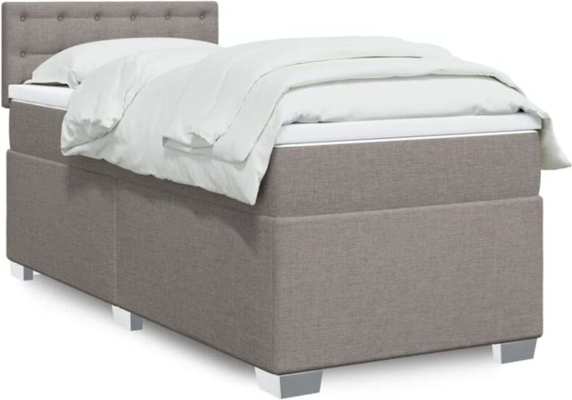 VIDAXL Boxspringbett mit Matratze in Taupe meliert, Stoff Polyester, B/T/H: 90 x 190 x 100,5 cm - Bild 1