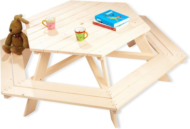 Pinolino Kindersitzgruppe Nicki aus unbehandelter Fichte in Braun und Beige - Bild 1