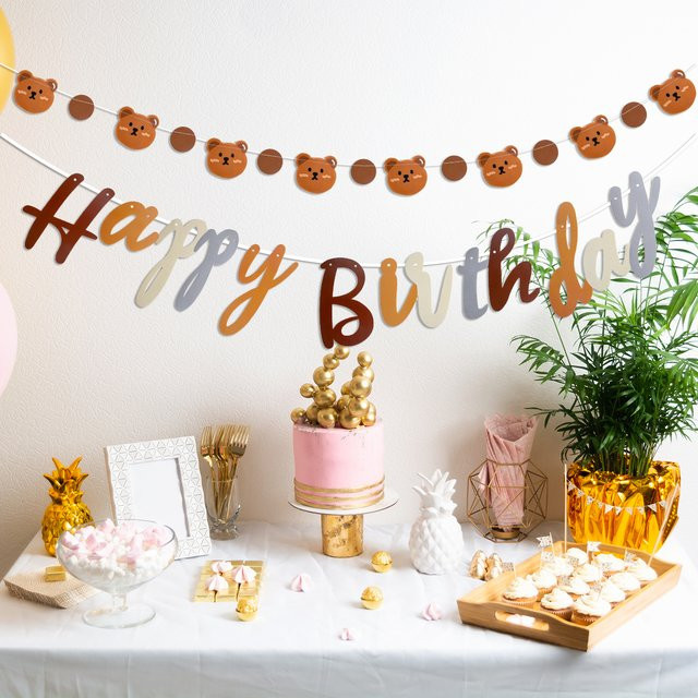 WEIGAO Bär Papier-Wimpelkette als Geburtstags-Hängegirlande für Kinder und Babypartys - Bild 1