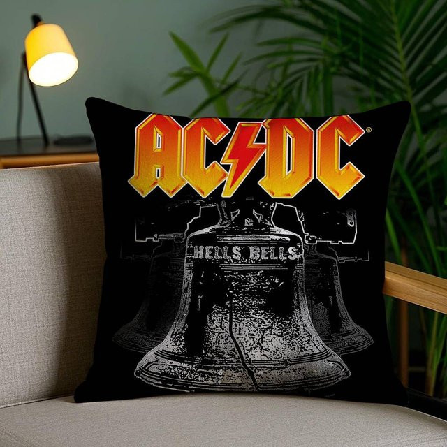 GUOYU HOMEDECOR ACDC Band Vintage Kissenbezug Schwarz, B/H: 30,48 x 30,48 cm - Bild 1