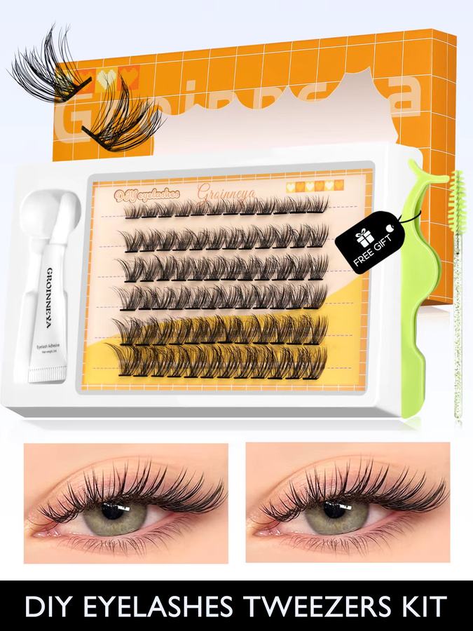 GROINNEYA Lash Cluster Kit DIY Wimpernverlängerung, Black, Unisex - Bild 2