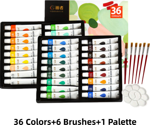 Gouache-Farben Set in Multicolour mit 6 Pinseln und 1 Palette, 12 ml pro Farbe, ideal für Studenten und Erwachsene - Bild 1