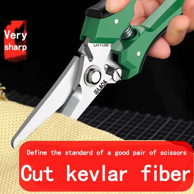 Professionelle Multifunktions-Elektrikerschere aus Edelstahl in Grün für Lebensmittel und Stoffe - Bild 6