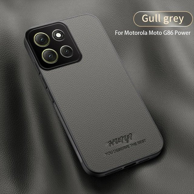 Motorola Moto G75 5G Silikonhülle mit matter Lederoptik und magnetischem Rahmen in Grau - Bild 1