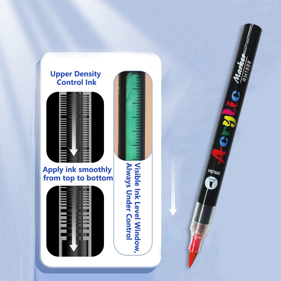 Acrylmarker Set mit flexibler Pinselspitze auf Wasserbasis in 60 Farben für Felsmalerei und Metallgewebe - Bild 5