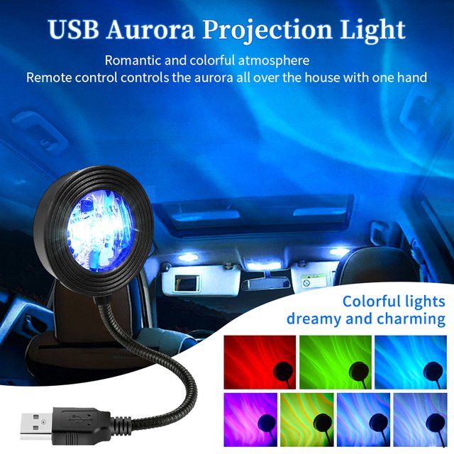 AVACOM Aurora Projektionslampe mit Wasserwellen-Effekt, USB-Anschluss, Farbwechsel und Steuerung per Touch oder Fernbedienung zur atmosphärischen Dekoration - Bild 1