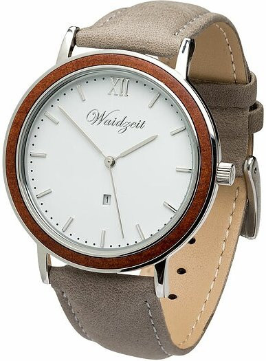 Waidzeit Armbanduhr, Quarz, Edelstahl, Leder, Silber, Unisex, 40 mm - Bild 1