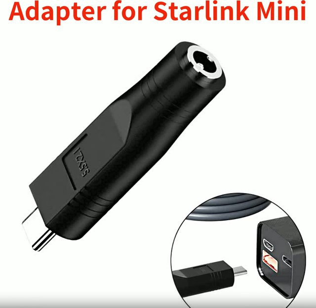 VIBRATITE USB-C zu DC Power Adapter für Starlink Mini, Schwarz - Bild 1