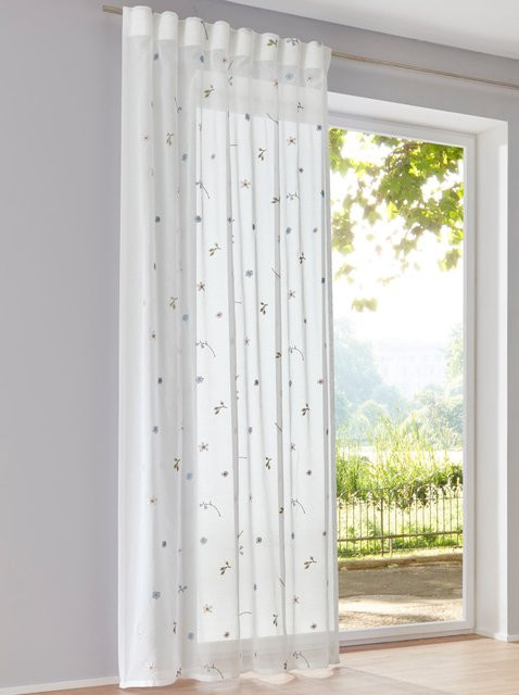 Heine Home Dekostore mit floraler Blütenstickerei, semi-transparent, Multicolor und Weiß, 100% Polyester - Bild 1