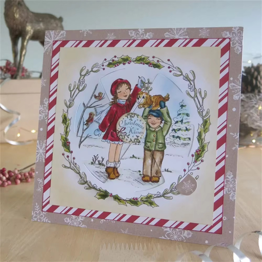 Magic Windows 3D Slot&Spin Vintage Set mit Stempel und Stanzformen für Weihnachten und DIY Scrapbooking in Multicolour - Bild 2