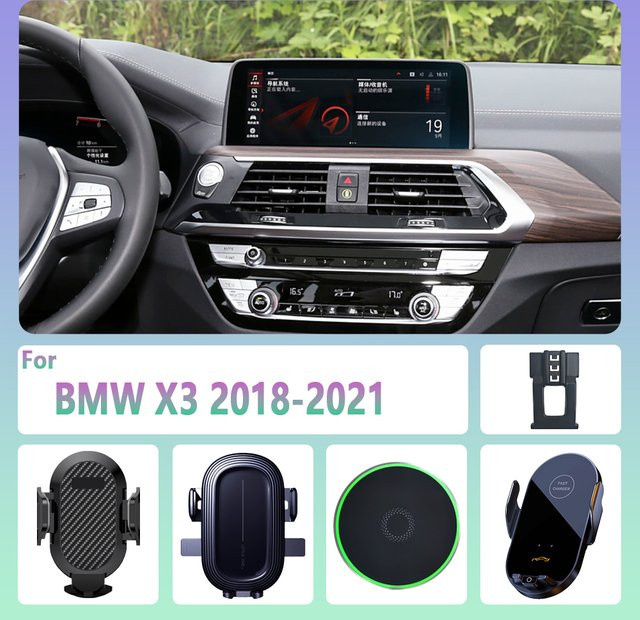Magnetischer Autotelefonhalter mit kabellosem Laden und MagSafe Support für BMW X3 G01, Schwarz - Bild 1