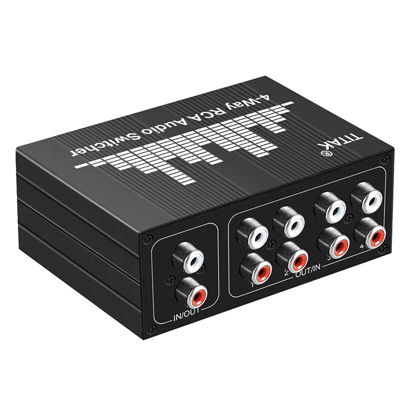 TITAK 4-Wege bidirektionaler RCA-Stereo-Audioschalter in Schwarz mit 1 Eingang und 4 Ausgängen oder 4 Eingängen und 1 Ausgang - Bild 7