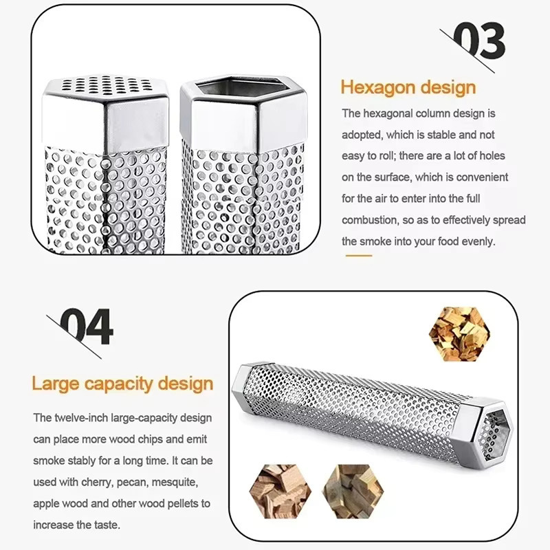 VIE LENTE BBQ Smoker Grill Zubehör aus Edelstahl mit Perforiertem Mesh Filter für Pellet Räucherboxen - Bild 4