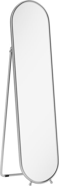 HOMCOM Standspiegel Oval Modern in Silber, freistehender Ganzkörperspiegel mit Metallrahmen, B: 40 cm, H: 160 cm - Bild 1