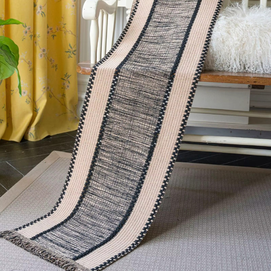 BUYNOW Tischläufer aus Baumwollmischung mit Quasten in Schwarz, Boho-Stil, B: 120 cm, T: 30 cm, H: 30 cm - Bild 3