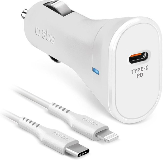 Apple Autoladegerät mit USB-C auf Lightning-Kabel, 20 W, Weiß, Kabellänge: 1 m - Bild 1