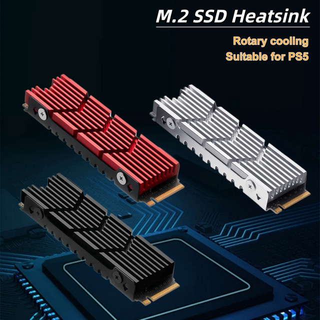 AuyiHomu M.2 2280 NVMe PCIe SSD-Kühlkörper für PS5 und PC, Aluminium-Kühlradiator mit Wärmeleitpad, Schwarz - Bild 1
