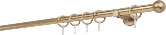 Ondeco Gardinenstange auf Maß mit Innenlauf 20mm Ball, 1-läufig, Wandmontage, Farbe: Messing-Matt, Länge: 380 cm - Bild 1