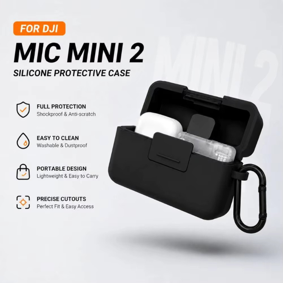 Silikon-Schutzhülle für DJI Mic Mini 2 Kabelloses Mikrofon, Stoßfest und Staubdicht, Farbe: Schwarz - Bild 6