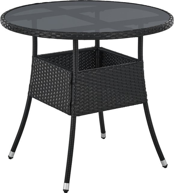 Juskys Polyrattan Gartentisch Yoro rund Schwarz Durchmesser: 80 cm - Bild 1