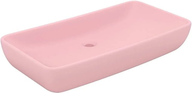 vidaXL Luxus-Waschbecken aus Keramik in Pink, rechteckig, Aufsatzwaschbecken, B/T/H: 71 x 38 x 13,5 cm - Bild 1