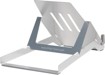 R-Go Tools Laptopständer Riser Basic aus Aluminium, höhenverstellbar und klappbar, Silber - Bild 1