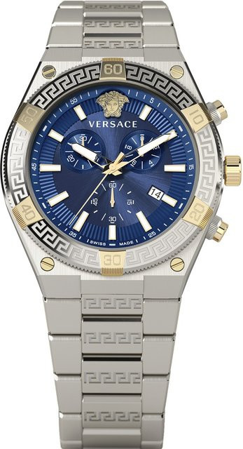 Versace Chronograph, Edelstahl, Blau, Quarz, 46 mm, Herren - Bild 1