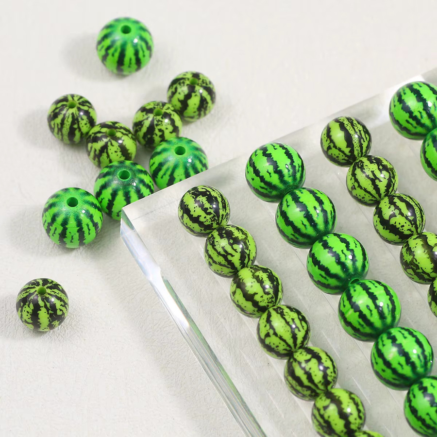 JHNBY Perlen, Acryl, Wassermelonen-Design, rund, grün, 14–16 mm - Bild 3
