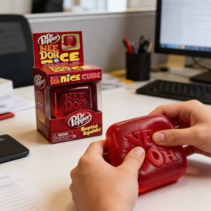 NeeDoh Nice Cube Sensorisches Fidget-Spielzeug als Quetschspielzeug zur Angstlinderung und Konzentrationssteigerung in Lila und Rot - Bild 2